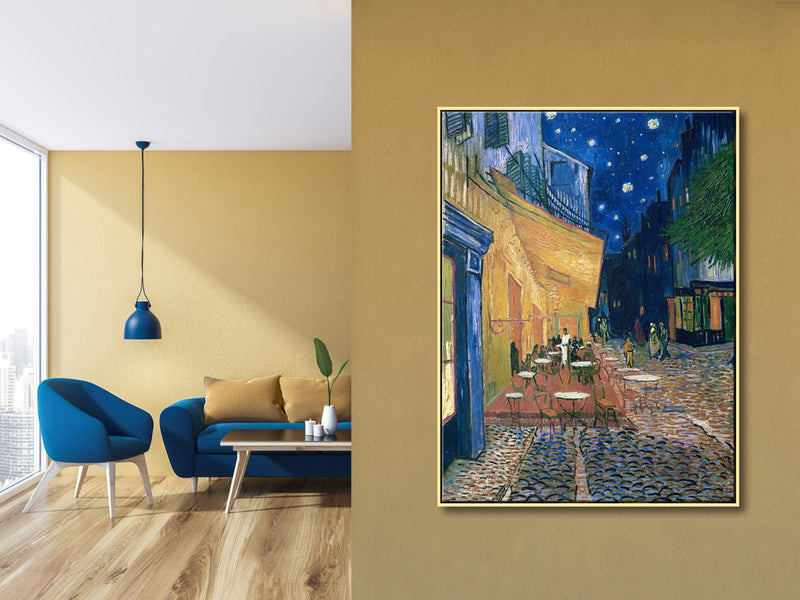 Framed Cafe Terrace at Night-Canvas Prints by Van Gogh