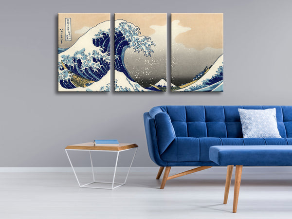 3 Piece Modern Canvas Prints of Great Wave of Kanagawa Katsushika Hokusai