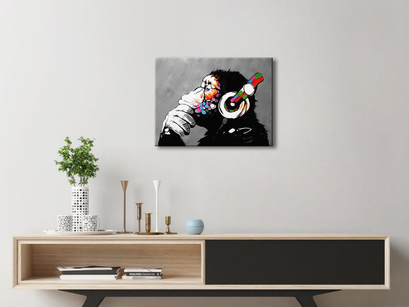 Monkey With Headphones of Banksy DJ Chimp Pop Art Cool Ape Canvas Prints