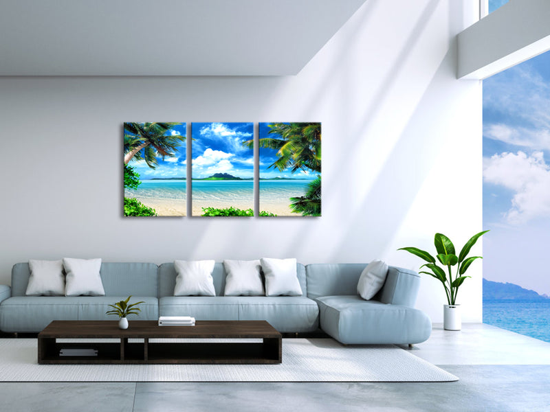 3 Piece Blue Sea Beach Canvas Prints Modern Wall Art Seascape Pictures