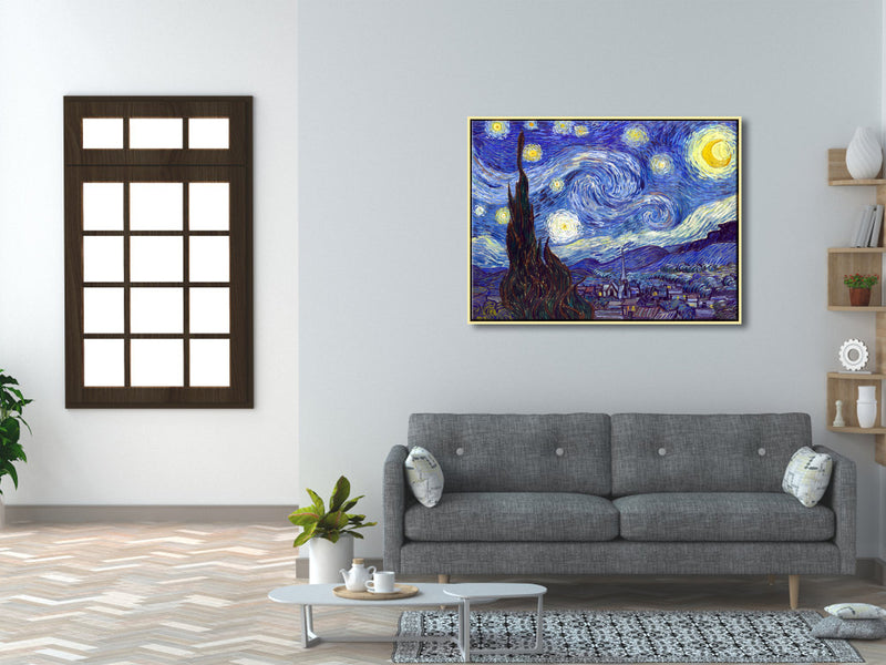 Gold Framed Starry Night-Van Gogh Oil Paintings Reproduction Canvas Prints