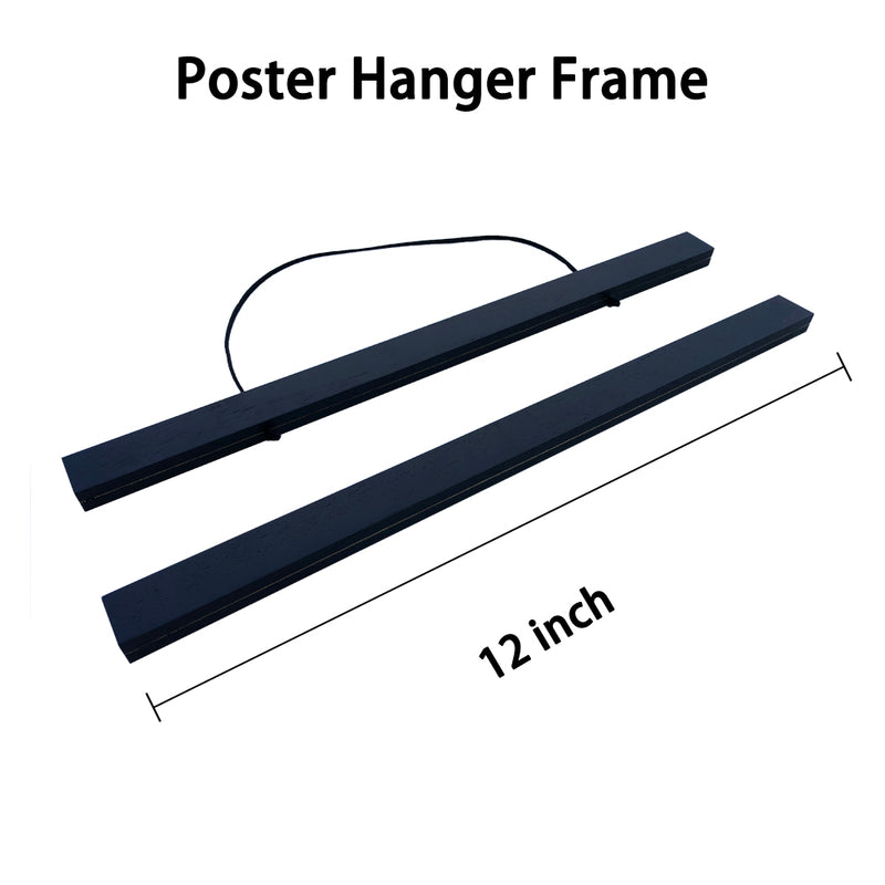 Poster Hanger Frame 12" Wide Black Wooden Magnetic