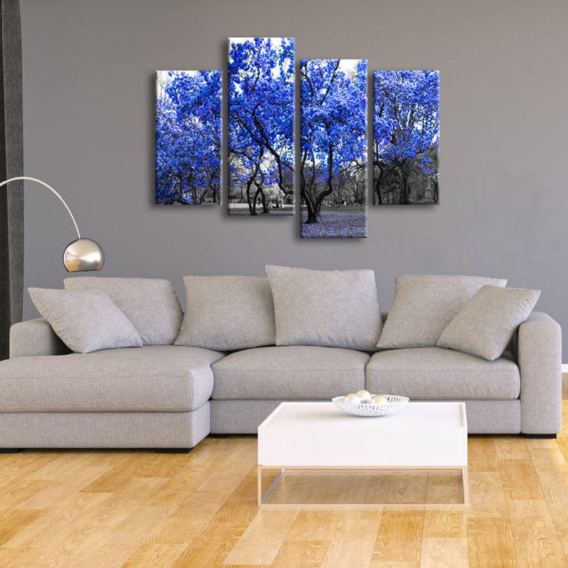 Blue Trees with Leaves Wall Art
