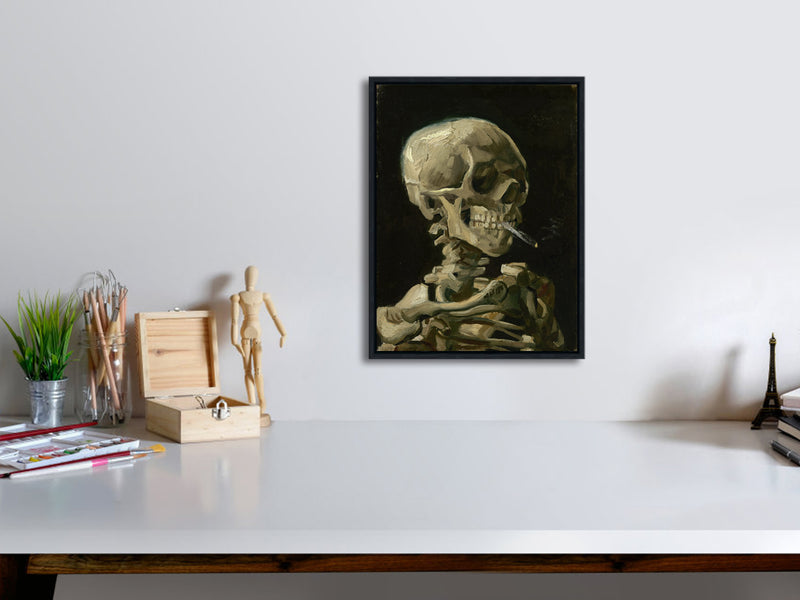 Black Framed Art Skull of a Skeleton with Burning Cigarette, 1886 by Van Gogh