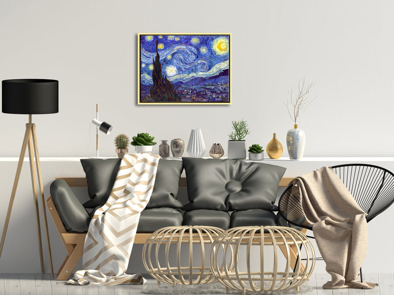 Gold Framed Starry Night-Van Gogh Oil Paintings Reproduction Canvas Prints