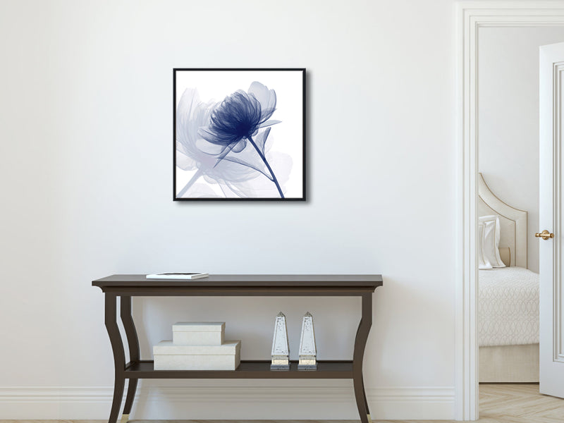 Black Framed Wall Art Blue Flickering Flower Abstract Canvas Art