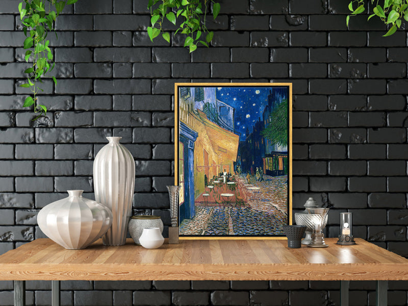 Framed Cafe Terrace at Night-Canvas Prints by Van Gogh