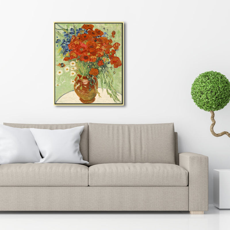 Framed Red Poppies and Daisies-Abstract HD Canvas Prints