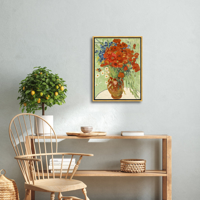 Framed Red Poppies and Daisies-Abstract HD Canvas Prints