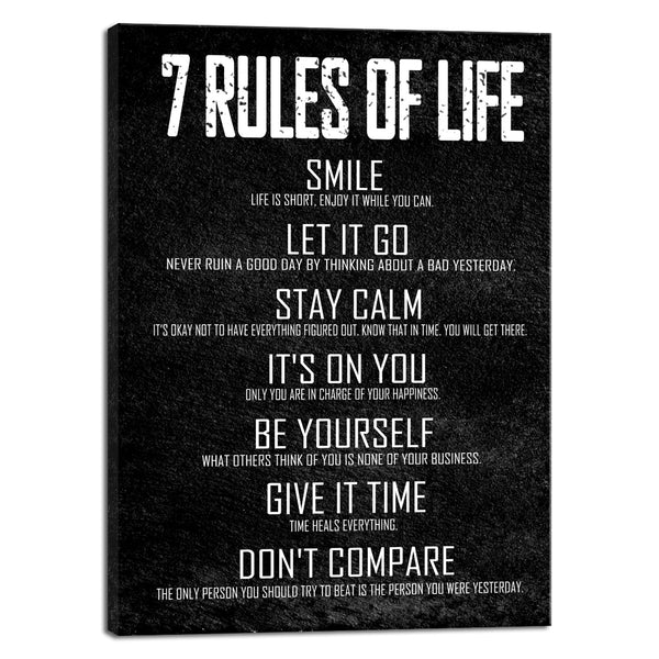 Modern 7 Rules of Life Motivational Classroom Poster Canvas Prints