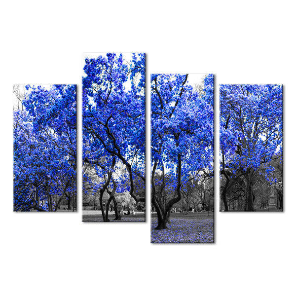 Blue Trees with Leaves Wall Art