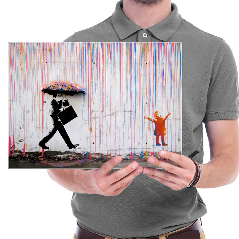Banksy Famous Canvas Paintings Wall Art Raining day Modern Grey Love Pictures