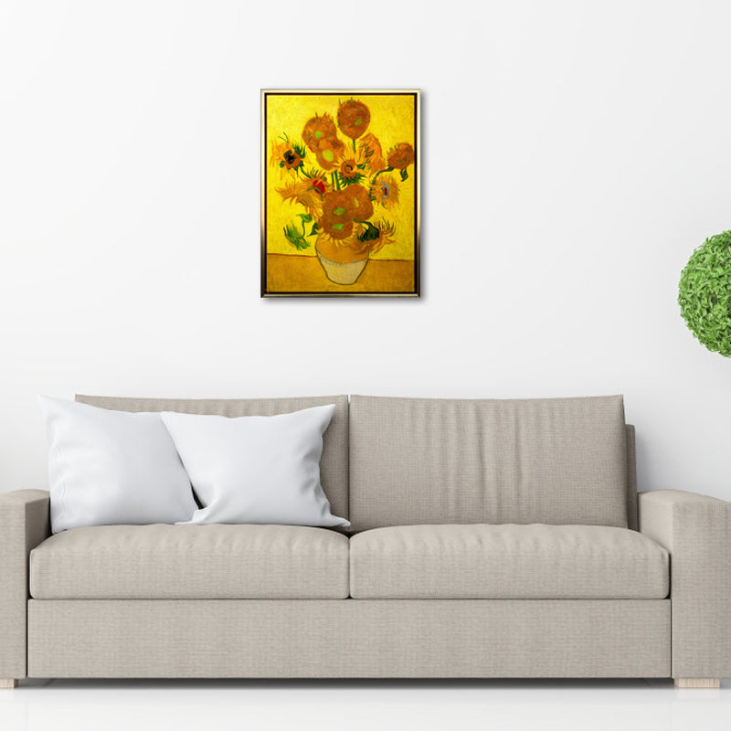 Framed Vase with Fifteen Sunflowers-Abstract Flowers Canvas Prints