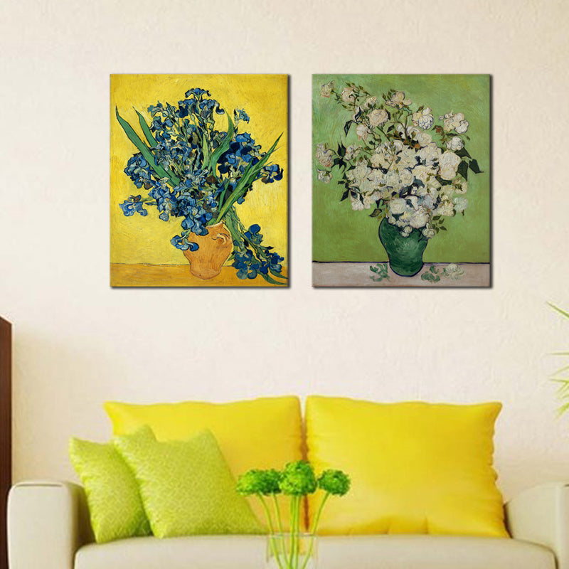 Irises in Vase-Floral Canvas Prints Wall Art by Van Gogh