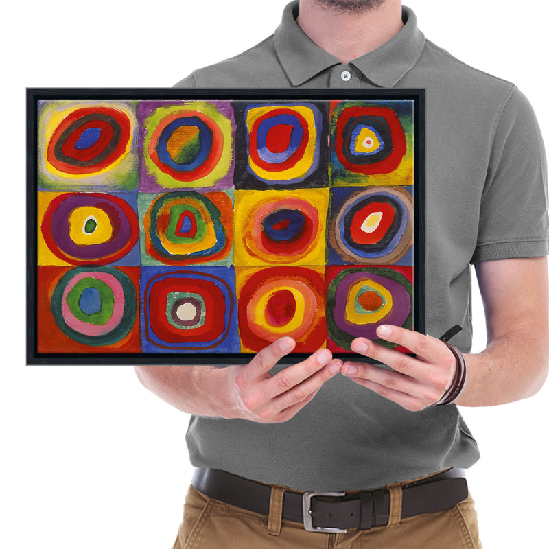Framed Canvas Wall Art of Squares with Concentric Circles of Wassily Kandinsky