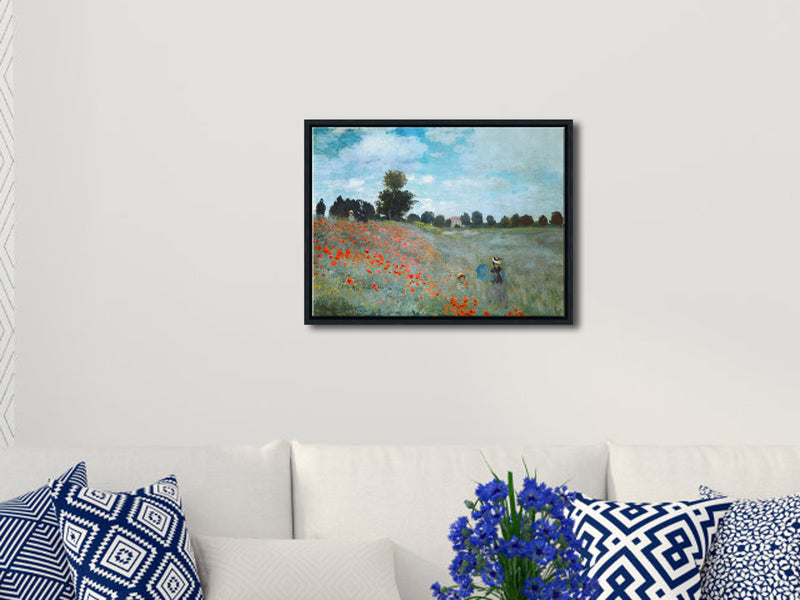 Black Framed Wall Art The Poppy Field Near Argenteuil Canvas Prints of Claude Monet