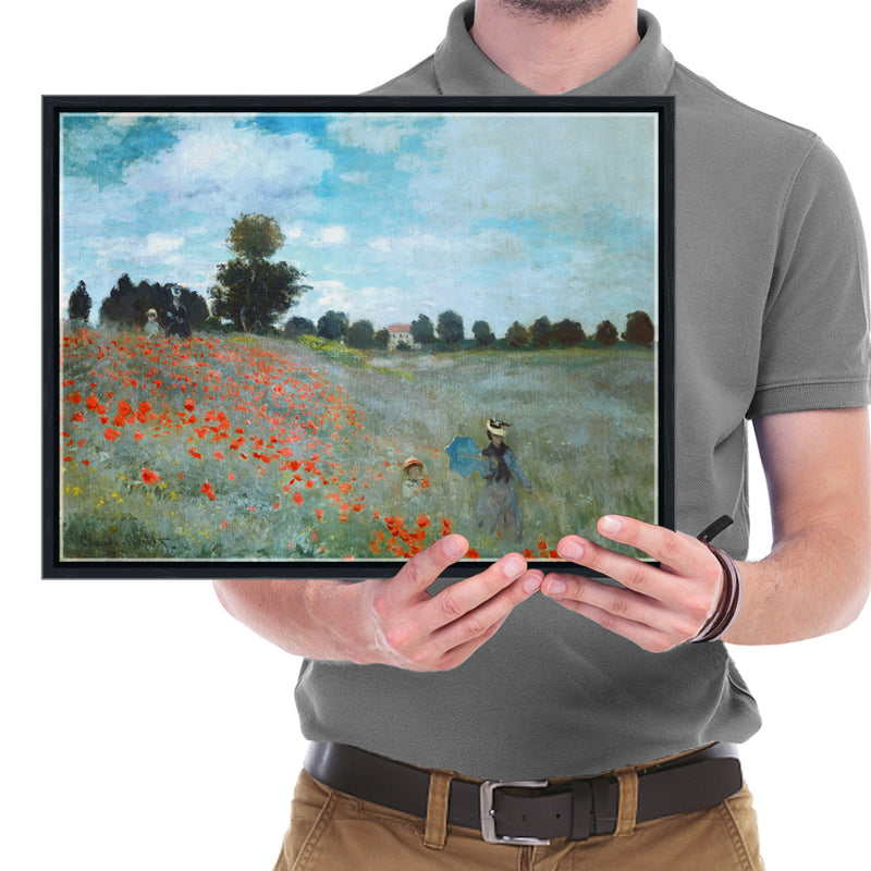 Black Framed Wall Art The Poppy Field Near Argenteuil Canvas Prints of Claude Monet