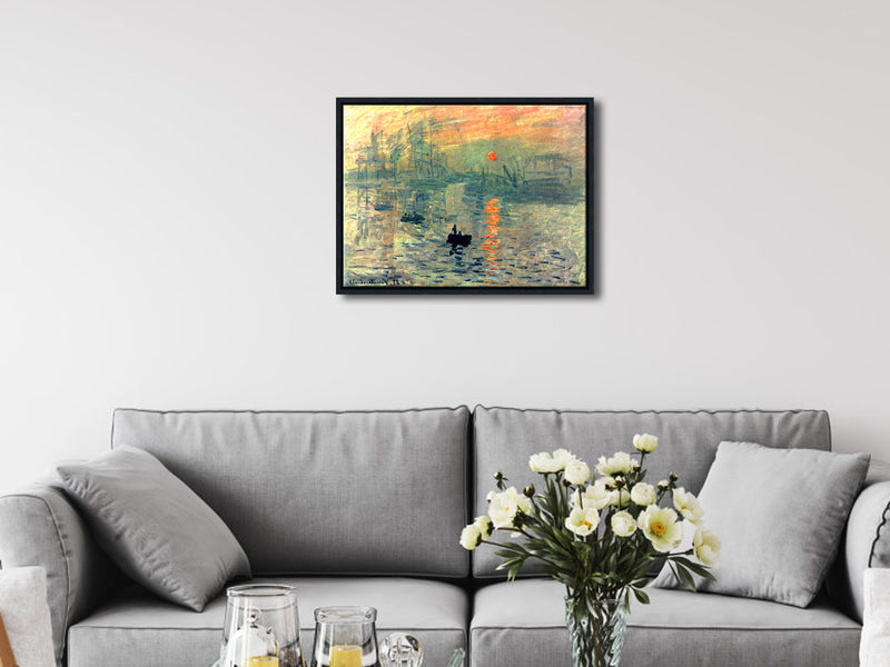 Black Framed Impression Sunrise Modern Canvas Wall Art of Claude Monet