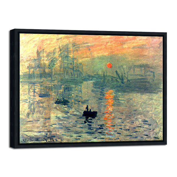 Black Framed Impression Sunrise Modern Canvas Wall Art of Claude Monet