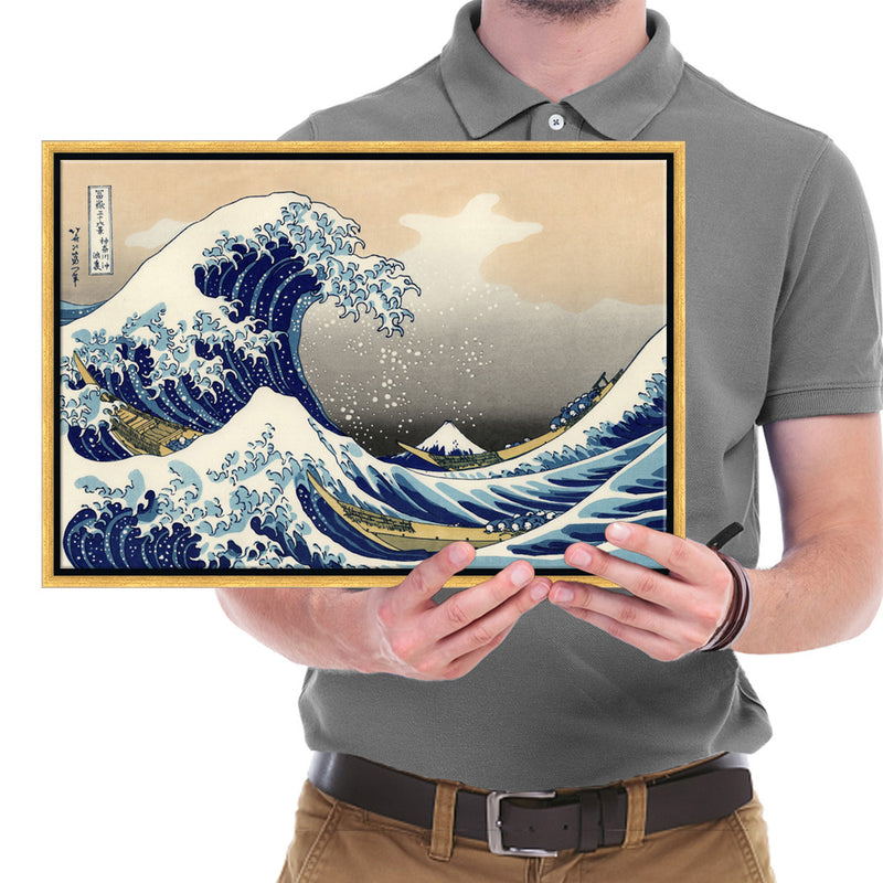 Black Framed Great Wave of Kanagawa Katsushika Hokusai Canvas Prints