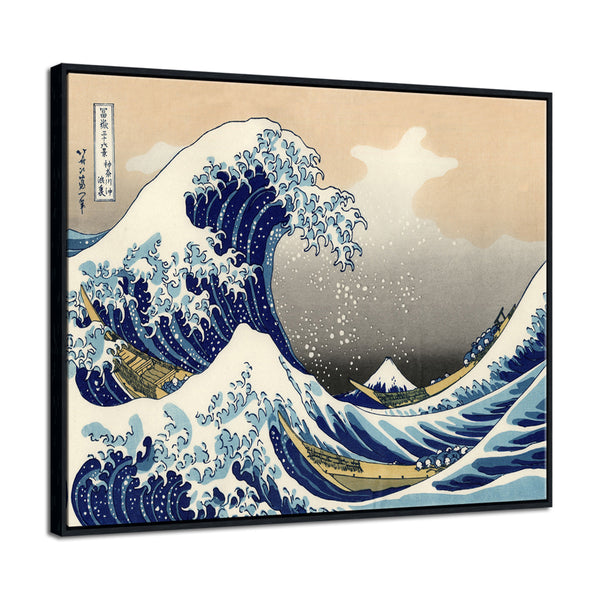 Black Framed Great Wave of Kanagawa Katsushika Hokusai Canvas Prints