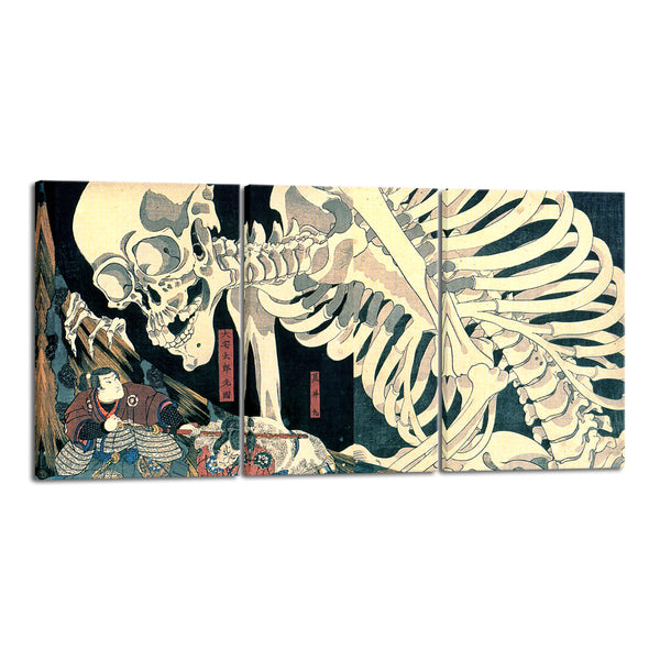 3 Piece Modern Canvas Prints of Witch and Skeleton Ukiyo-E by Utagawa Takiyasha