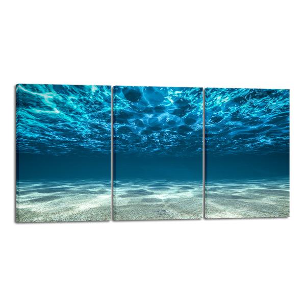 3 Piece Blue Ocean Bottom Canvas Wall Art Decor