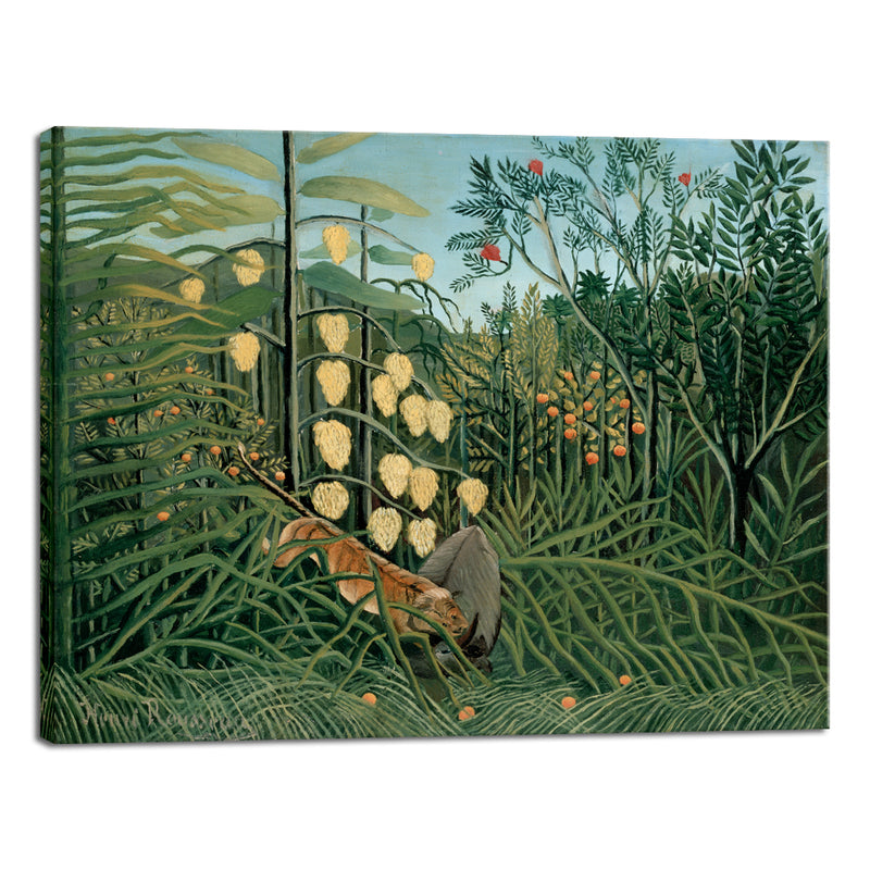 Tropical Forest-Battling Tiger and Buffalo Henri Rousseau Paintings