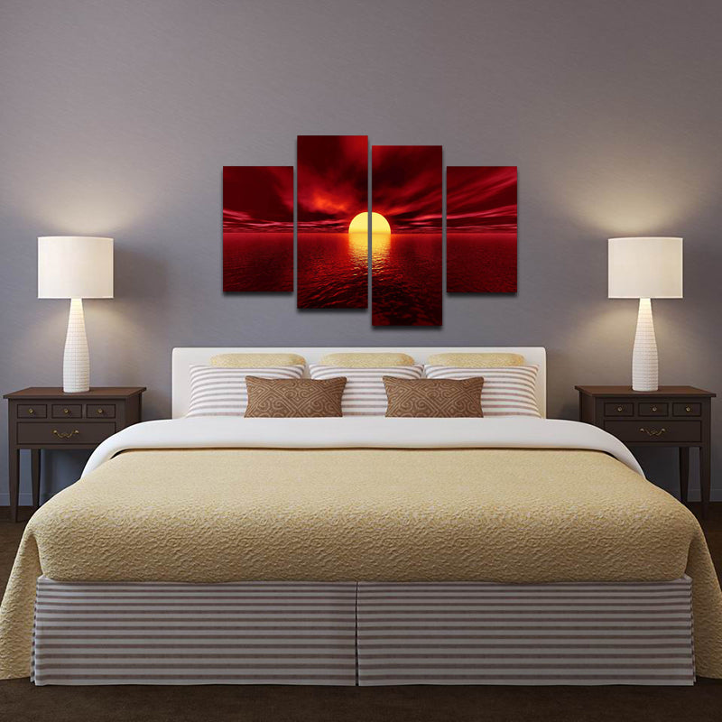 red seascape wall art