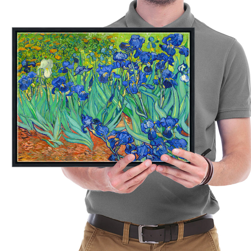 Black Framed Irises-Modern Floral Canvas Print By Van Gogh