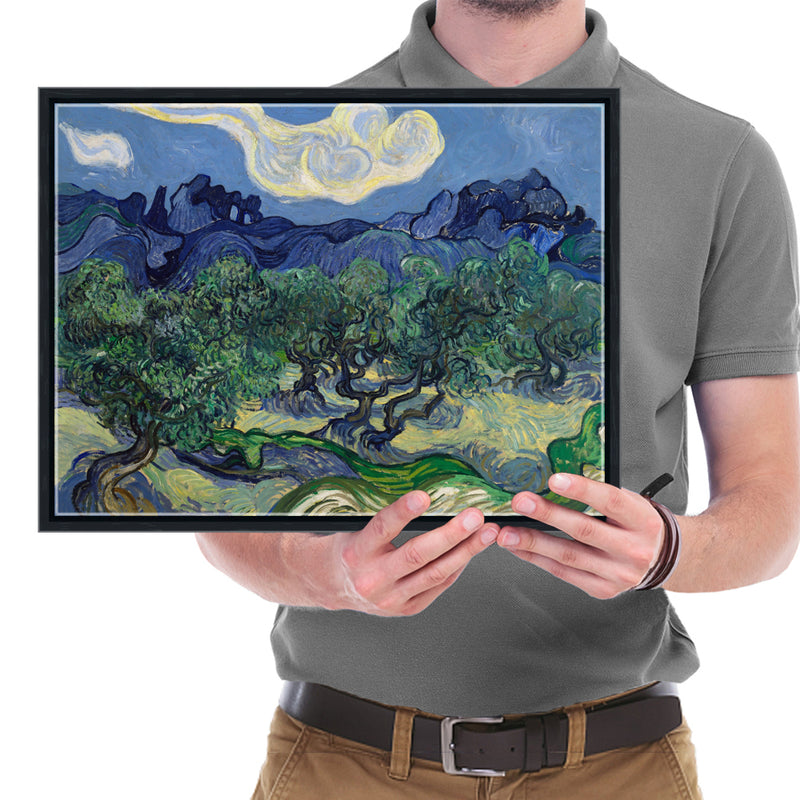 Black Framed Canvas Wall Art Olive Trees by Van Gogh Oil Paintings Reproduction Artwork