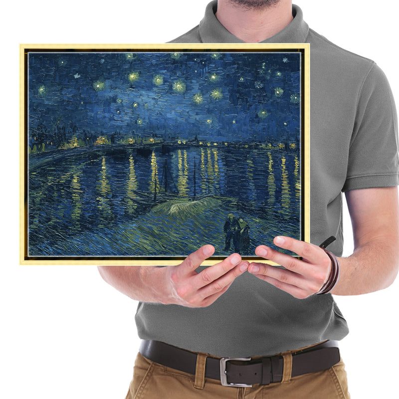 Gold Framed Starry Night Over the Rhone-by Van Gogh