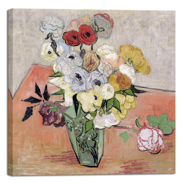 Japanese Vase with Roses and Anemones by Vincent Van Gogh