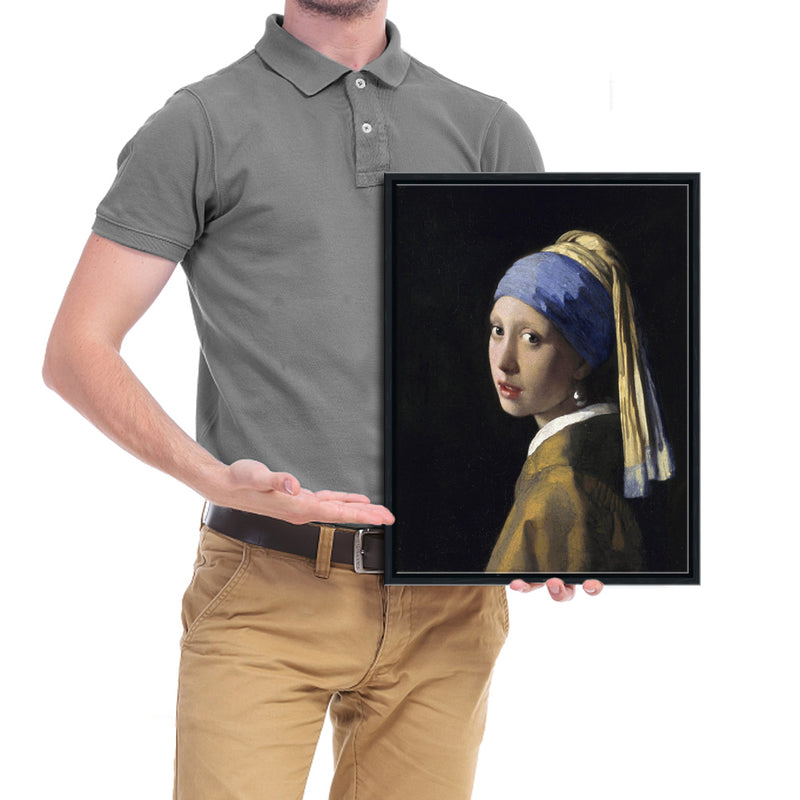 Framed Canvas Art the Girl with a Pearl Earring by Jan Vermeer