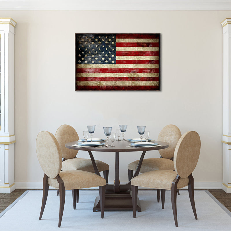 Framed Canvas Wall Art American Flag