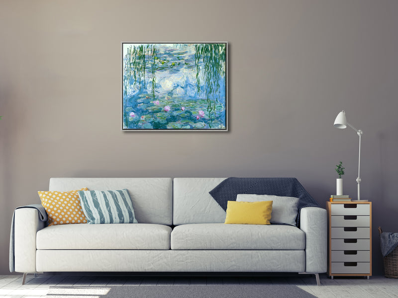 Silver Framed Water Lilies by Claude Monet-Oil Paintings Reproduction Artwork