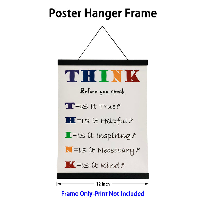 Poster Hanger Frame 12" Wide Black Wooden Magnetic