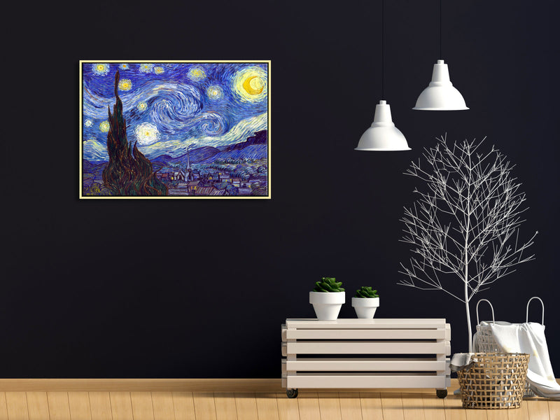 Gold Framed Starry Night-Van Gogh Oil Paintings Reproduction Canvas Prints