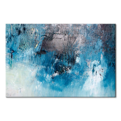 Abstract Blue Dark Grey and White Canvas Artwork