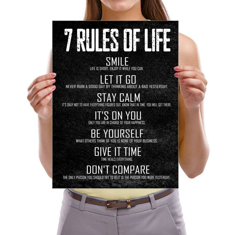 Modern 7 Rules of Life Motivational Classroom Poster Canvas Prints