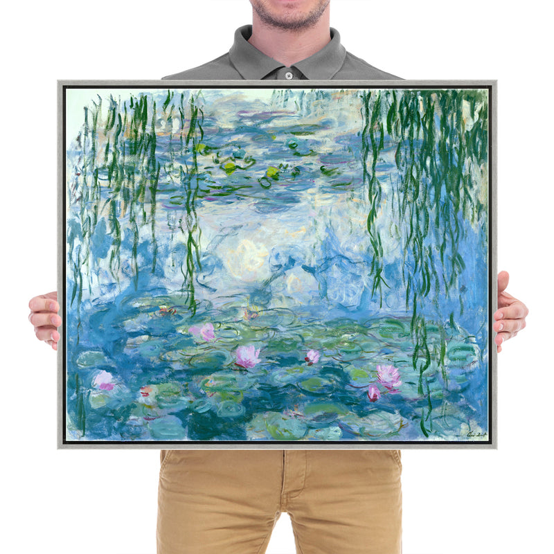 Silver Framed Water Lilies by Claude Monet-Oil Paintings Reproduction Artwork