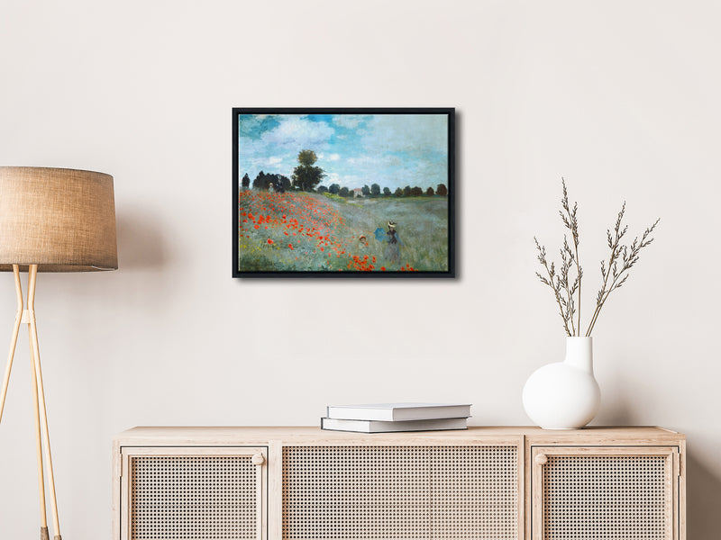 Black Framed Wall Art The Poppy Field Near Argenteuil Canvas Prints of Claude Monet