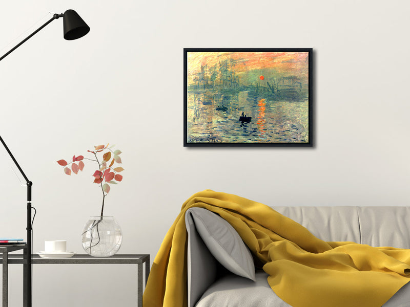 Black Framed Impression Sunrise Modern Canvas Wall Art of Claude Monet