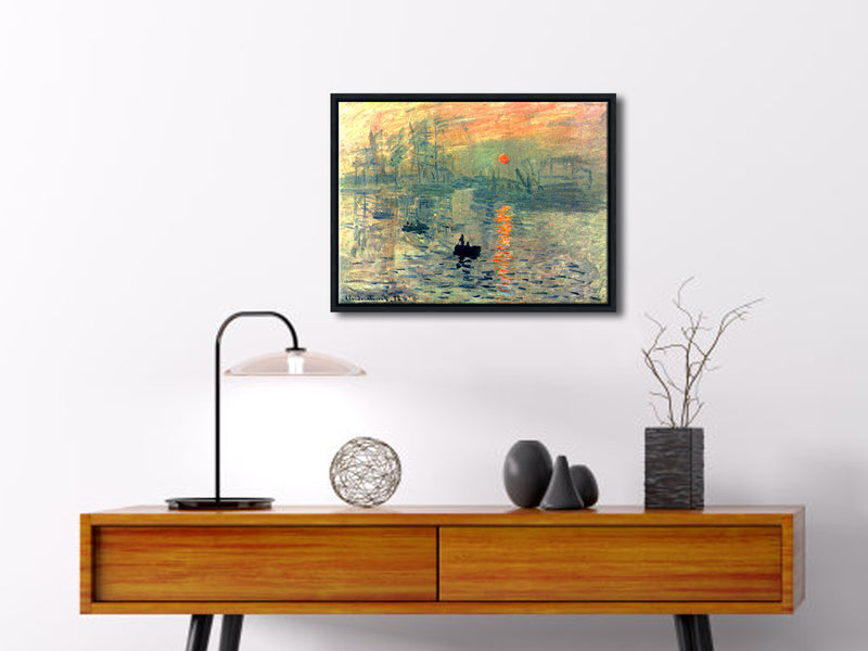 Black Framed Impression Sunrise Modern Canvas Wall Art of Claude Monet