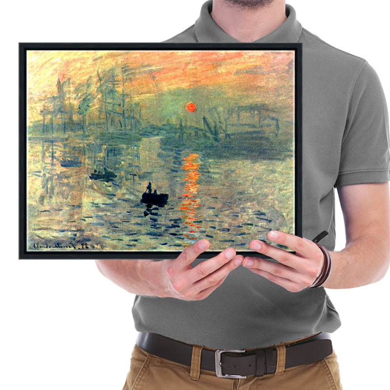 Black Framed Impression Sunrise Modern Canvas Wall Art of Claude Monet