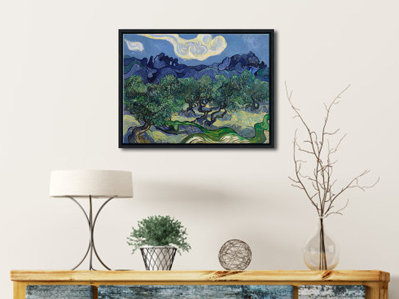 Black Framed Canvas Wall Art Olive Trees by Van Gogh Oil Paintings Reproduction Artwork