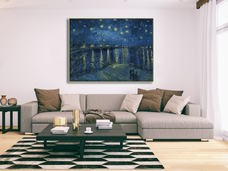 Gold Framed Starry Night Over the Rhone-by Van Gogh