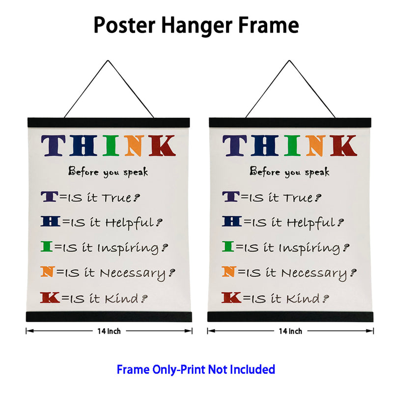 Poster Hanger Frame 14" Wide Black Wooden Magnetic